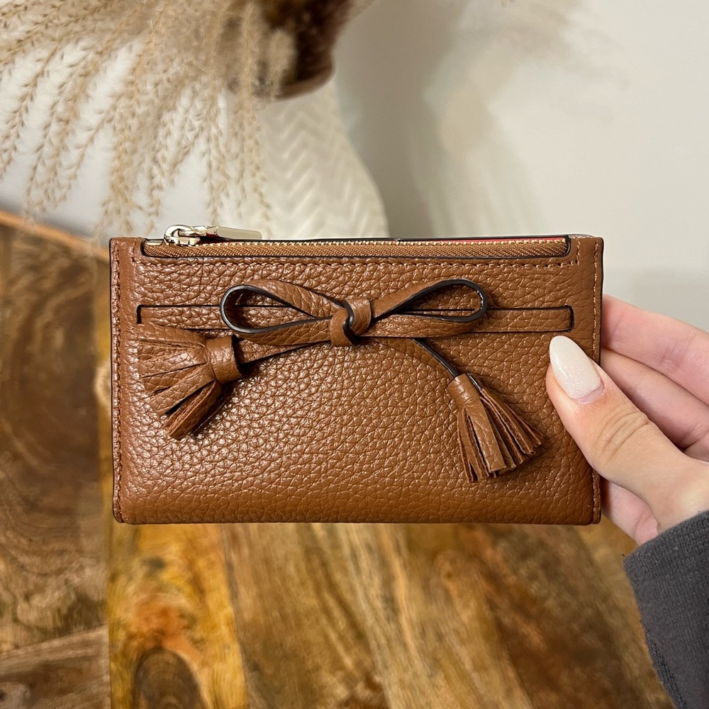 Kate Spade Small Brown Leather Wallet w/ Bow